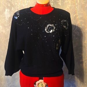 VINTAGE Marella knit sweater with sequins and applique